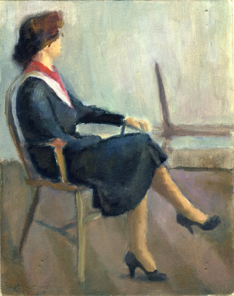 Ülő nő sötétkékben, 1952. alkotó: Shirley Markham