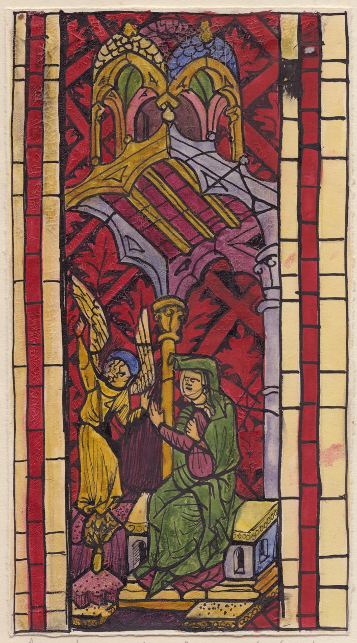 Angyali üdvözlet Szent Annának, ólomüveg ablak metszete, 1951. alkotó: Shirley Markham