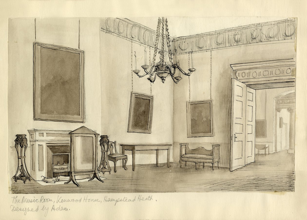 "The Music Room, Kenwood House, Hampstead Heath", 1950. alkotó: Shirley Markham