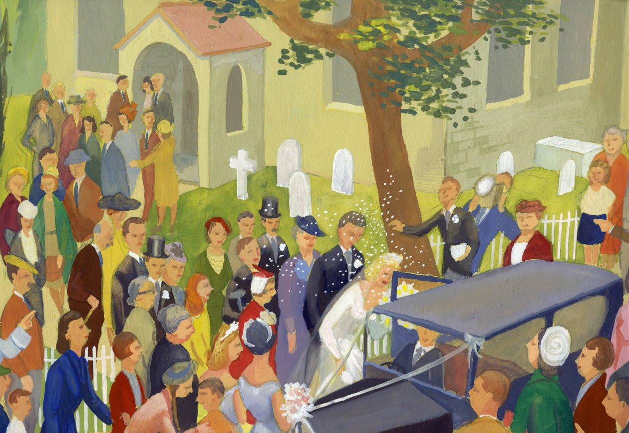 Esküvői csoport a templomkertben, 1948. alkotó: Shirley Markham