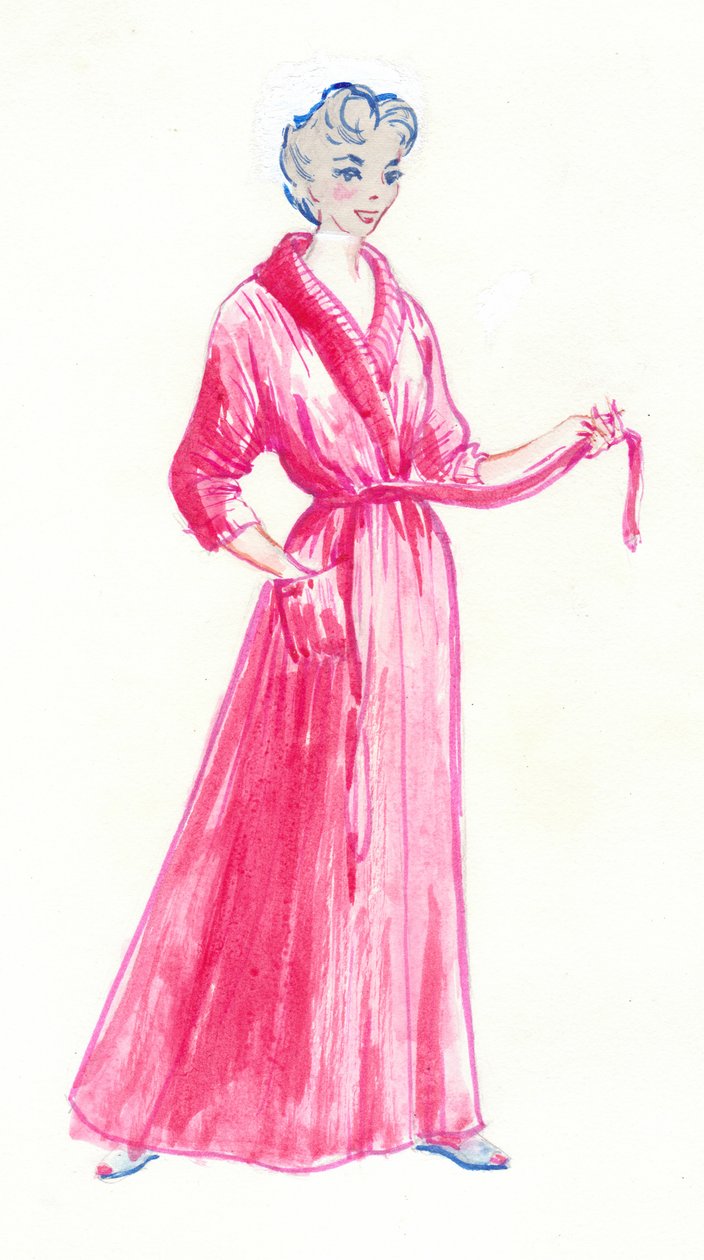 Nő rózsaszín pongyolában, 1950. alkotó: Shirley Markham