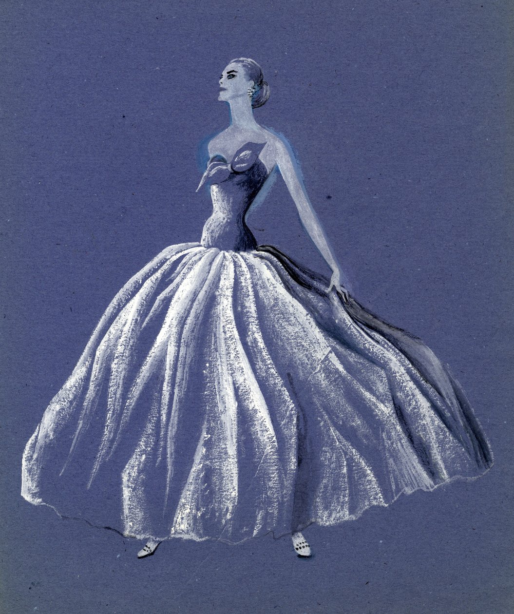 Nő pánt nélküli ballagóban, 1952. alkotó: Shirley Markham
