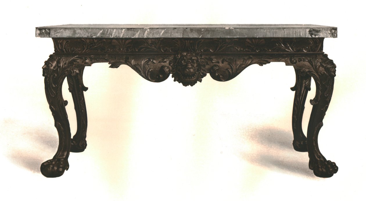 Pácolt fa asztal Scagliola lappal, 1906 alkotó: Shirley Charles Llewellyn Slocombe