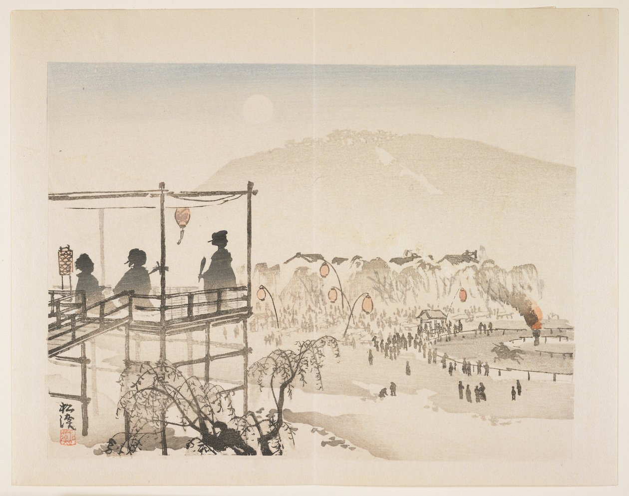 Ceremoniális lovasság, 1910-es évek (színes fatömbnyomat) alkotó: Shkei