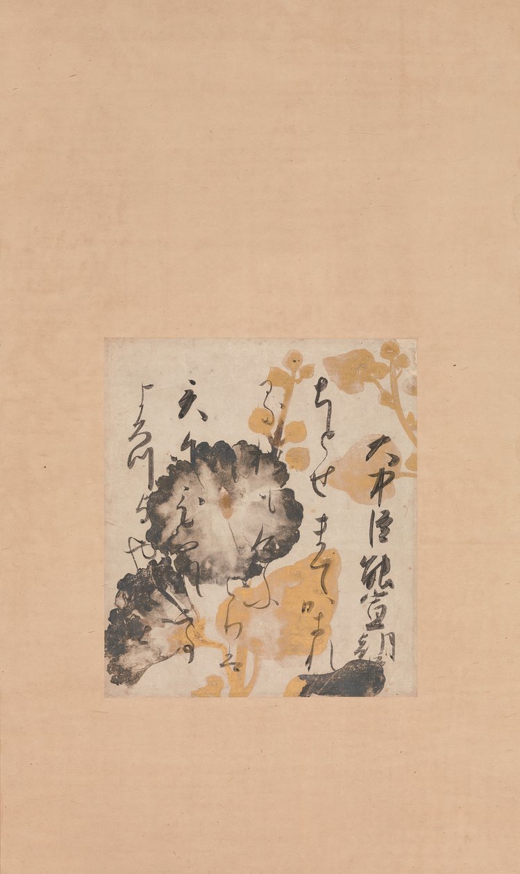 Onakatomi Yoshinobu verse a hollyhocks aláfestéssel , 17. század eleje alkotó: Shokado Shojo