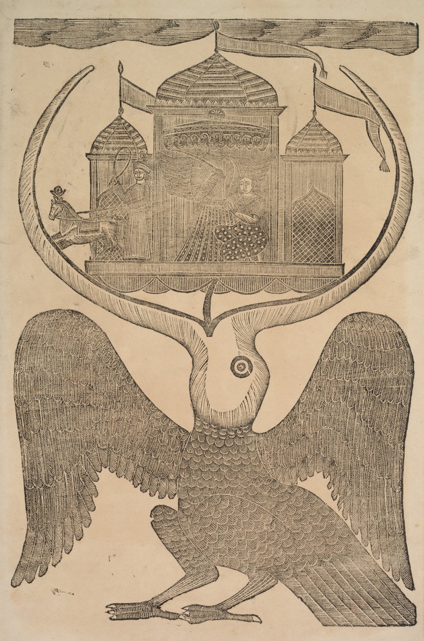 Jatayu Rama mitikus madár akadályozza Ravana szekerét, megpróbálja megakadályozni Sita elrablását, 1800-as évek. alkotó: Shri Gobinda Chandra Roy