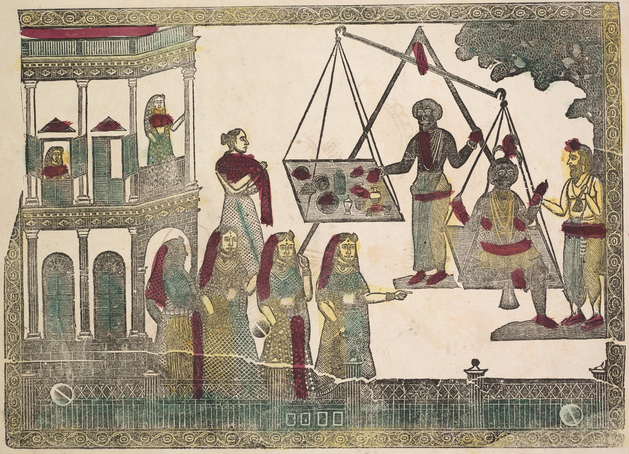 Krisna az értékes tárgyakkal szemben, 1800-as évek. alkotó: Shri Gobinda Chandra Roy