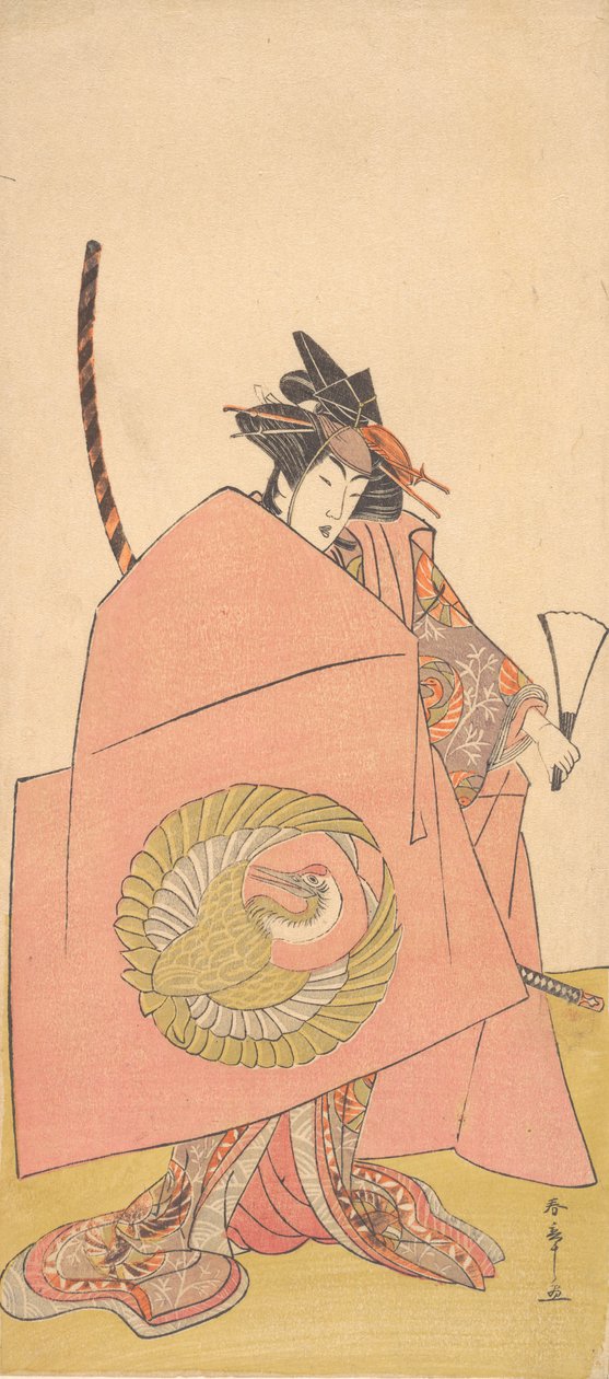 Egy azonosítatlan színész az Onna Woman Shibaraku Várj egy pillanatot Act-ben, kb. 1780. alkotó: Shunsho