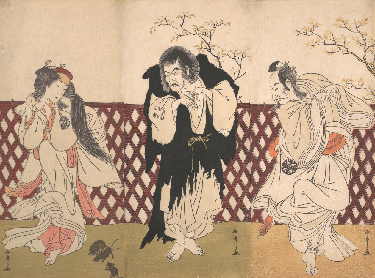 IV. Ichikawa Danjuro a Mongaku szerzetes szerepében a Hana-zumo Genji-biki című darabból, 1775. alkotó: Shunsho