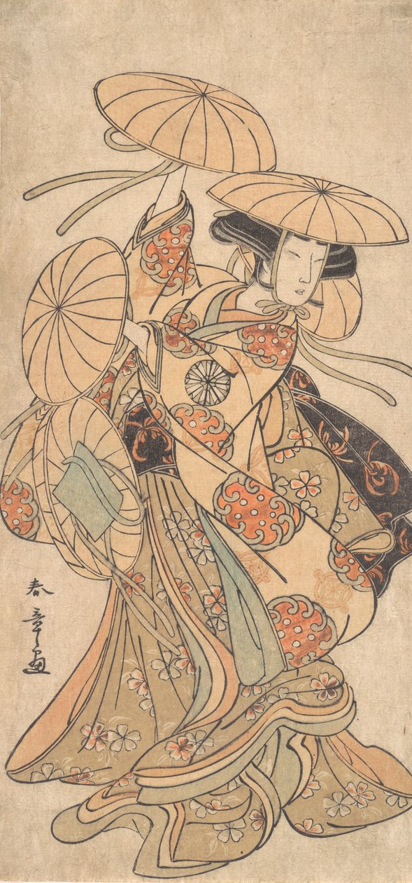 Kabuki színész, Nakamura Tomijuro I női táncszerepben, kb. 1777. alkotó: Shunsho