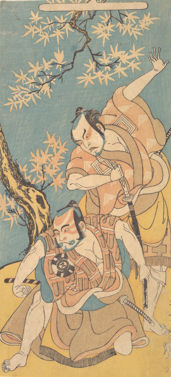 Jelenet az Otokoyama Yunzei Kurabe drámából, 12. hónap, 1768. alkotó: Shunsho