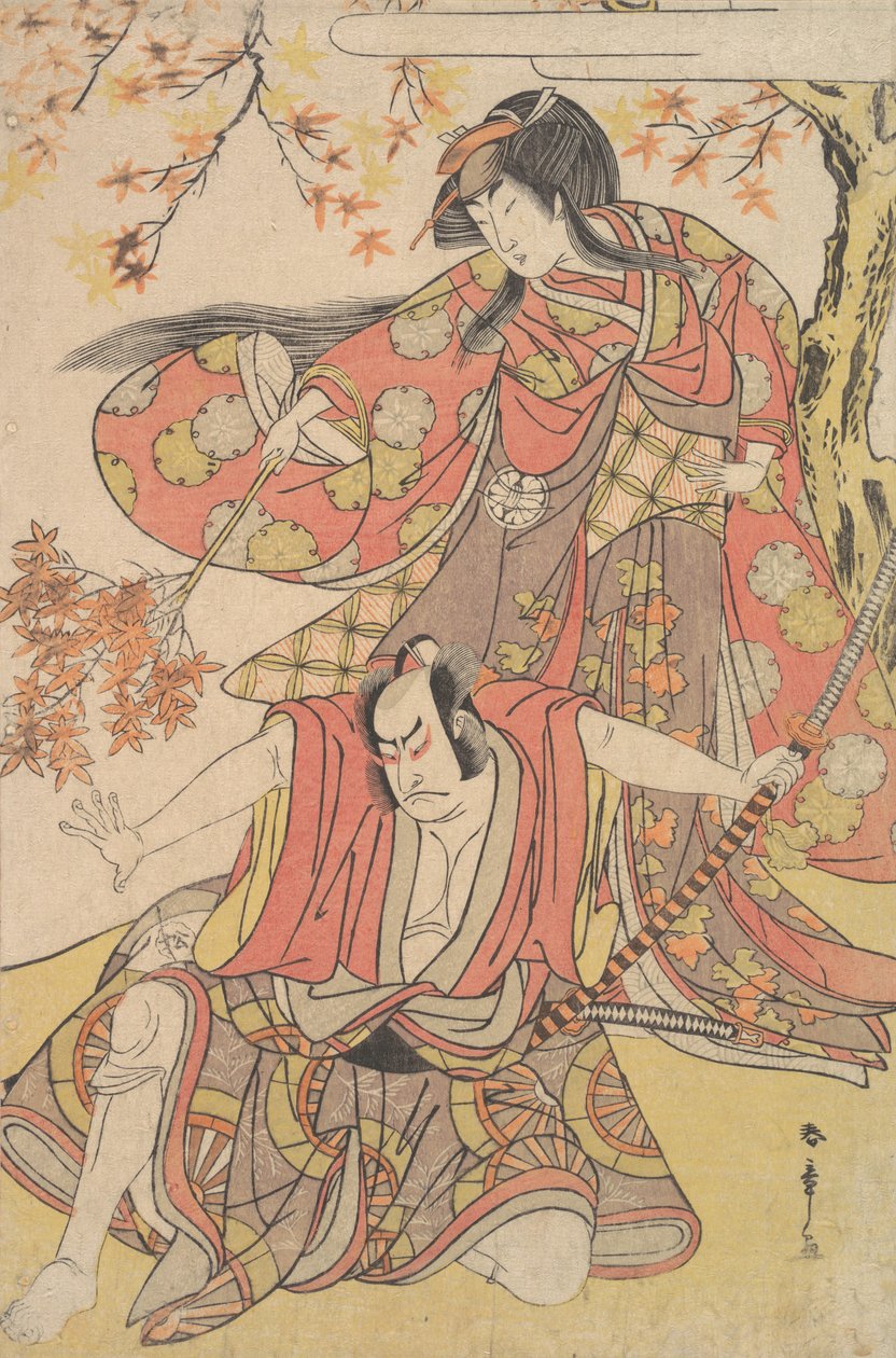 Segawa Kikunojo III, mint egy juharfa alatt álló nő ősszel, kb. 1778., kb. 1778. alkotó: Shunsho