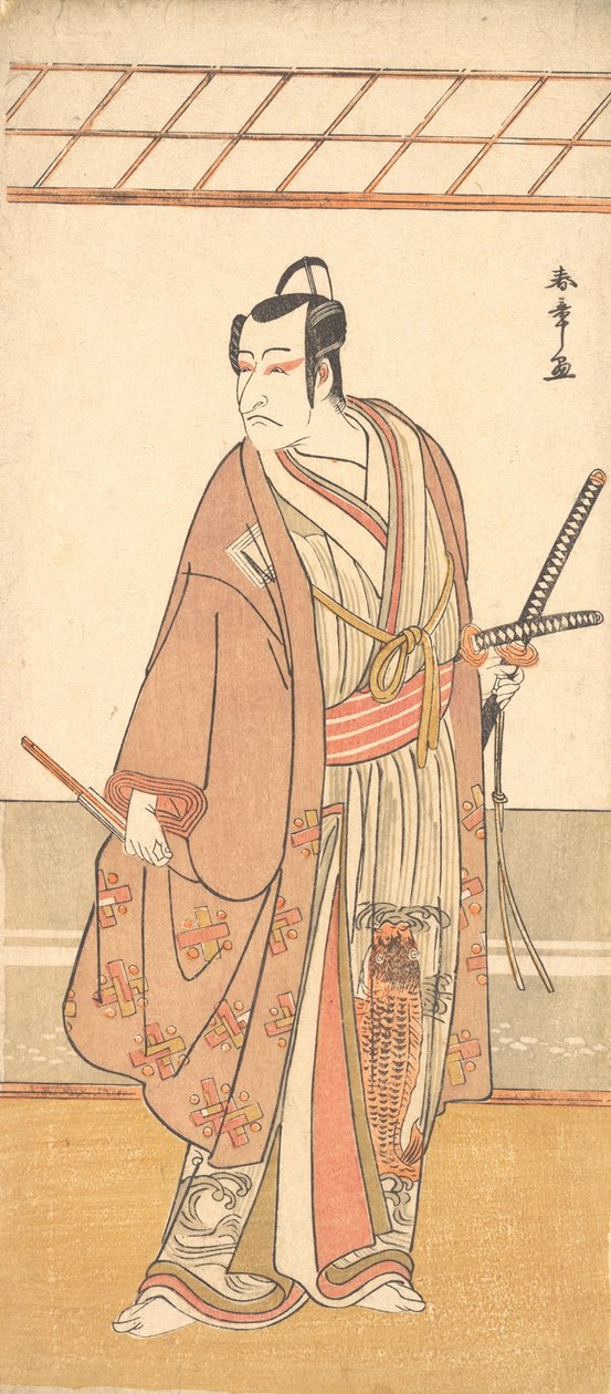 A színész Ichikawa Danjuro V, mint szamuráj lila haori kabátban, kb. 1778. alkotó: Shunsho