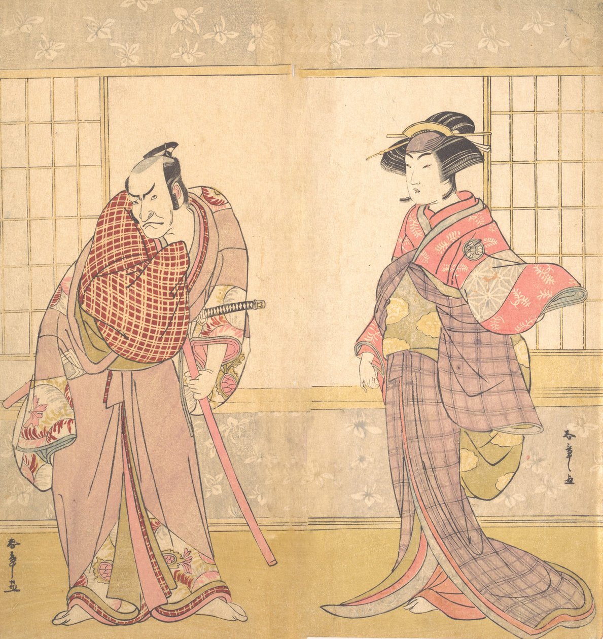 Az ötödik Ichikawa Danjuro, mint egy szobában álló ember, kb. 1780. alkotó: Shunsho