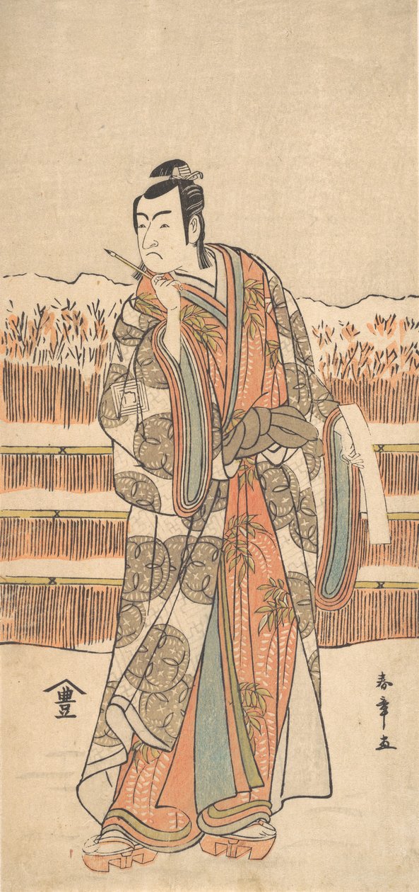 A második Ichikawa Monnosuke, mint magas rangú ember a hóban, kb. 1786-87. alkotó: Shunsho