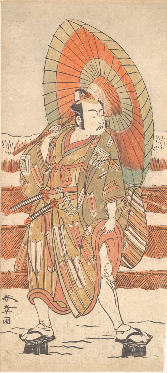 A második Ichikawa Yaozo, mint a hóban álló szamuráj, valószínűleg 1774-ben. alkotó: Shunsho