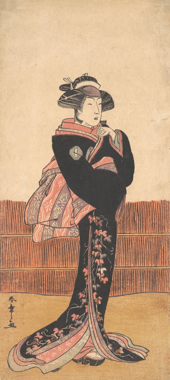 A harmadik Azuma Tozo fekete kimonós nőként, valószínűleg 1782-ben. alkotó: Shunsho