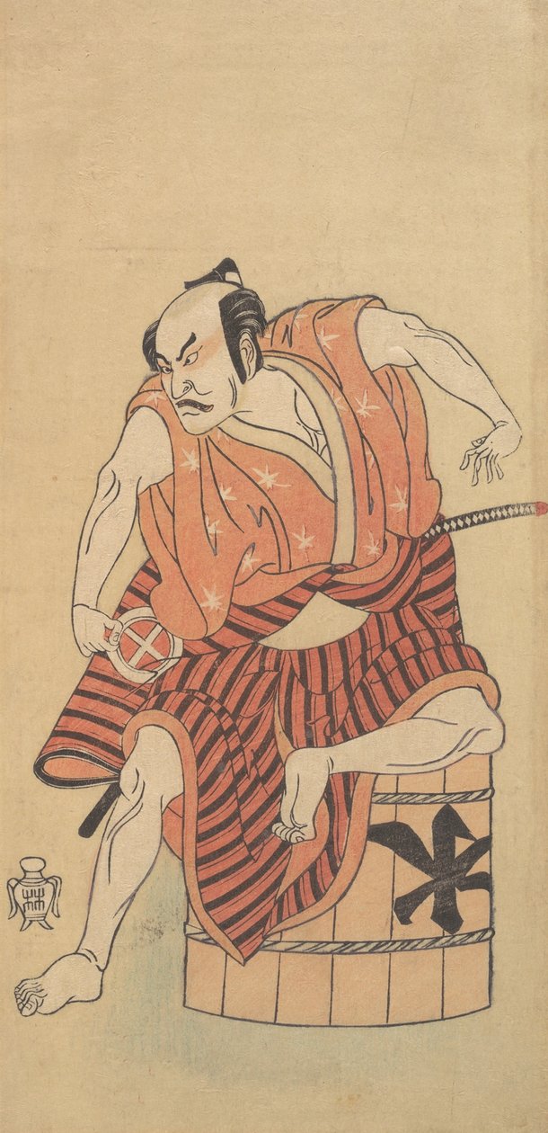 A harmadik Otani Hiroemon, mint egy fordított kádon ülő Otokodate, 1768 vagy 1769. alkotó: Shunsho