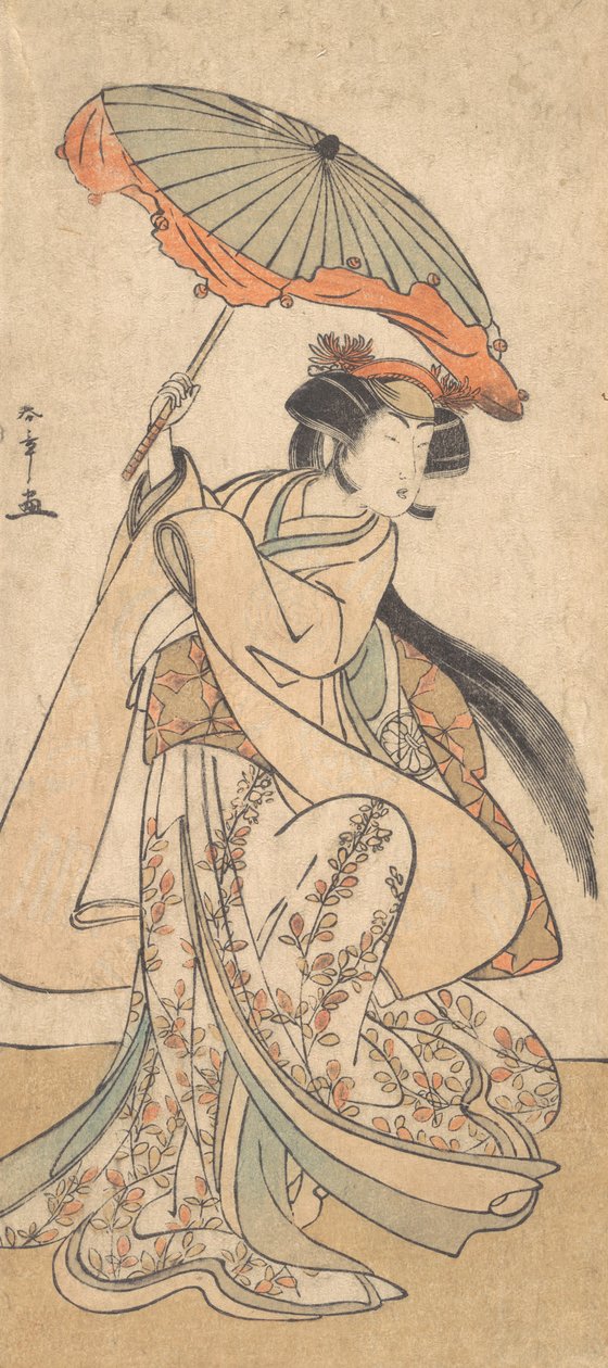 A harmadik Segawa Kikunojo, mint egy Shosa-felvonásban táncoló nő, kb. 1785 alkotó: Shunsho