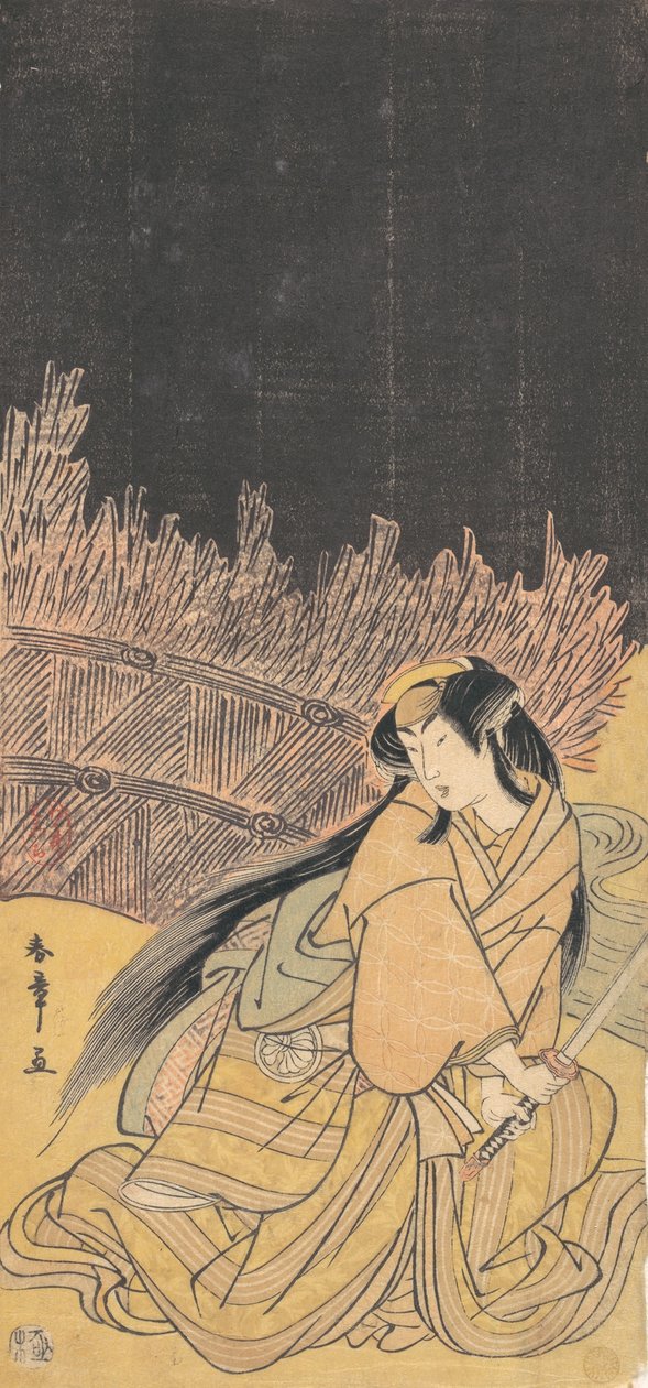 A harmadik Segawa Kikunojo guggoló pozícióban lévő nőként, 1778. alkotó: Shunsho