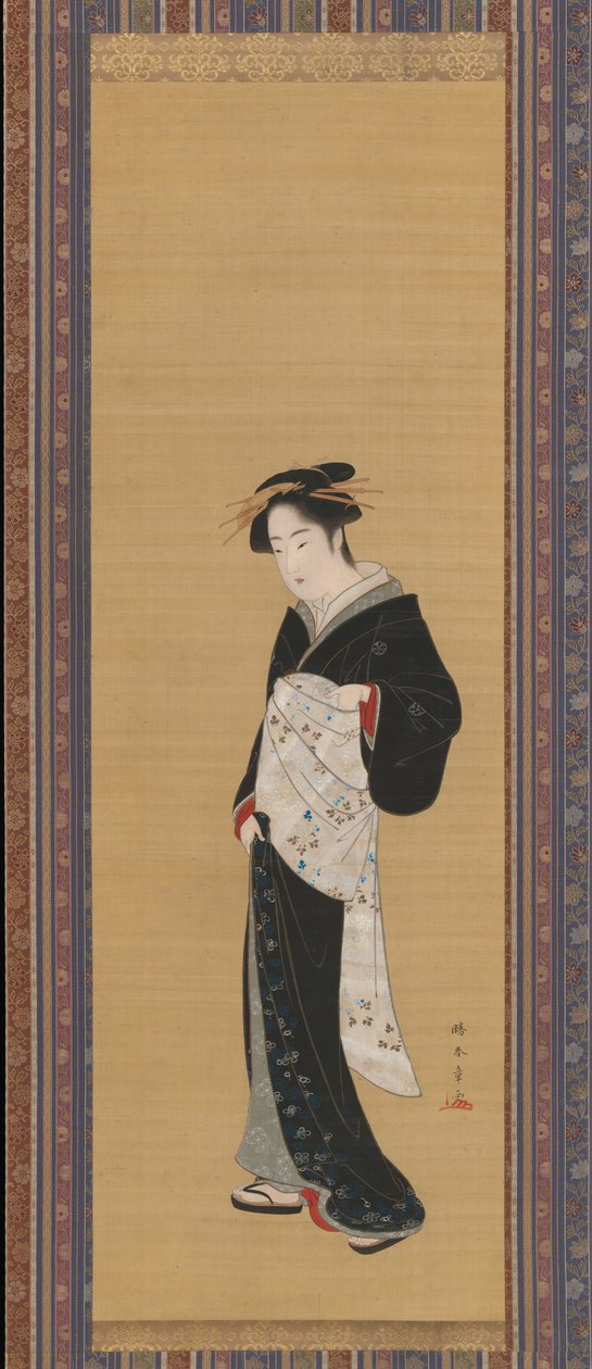 Nő fekete kimonóban, 1783-89. alkotó: Shunsho
