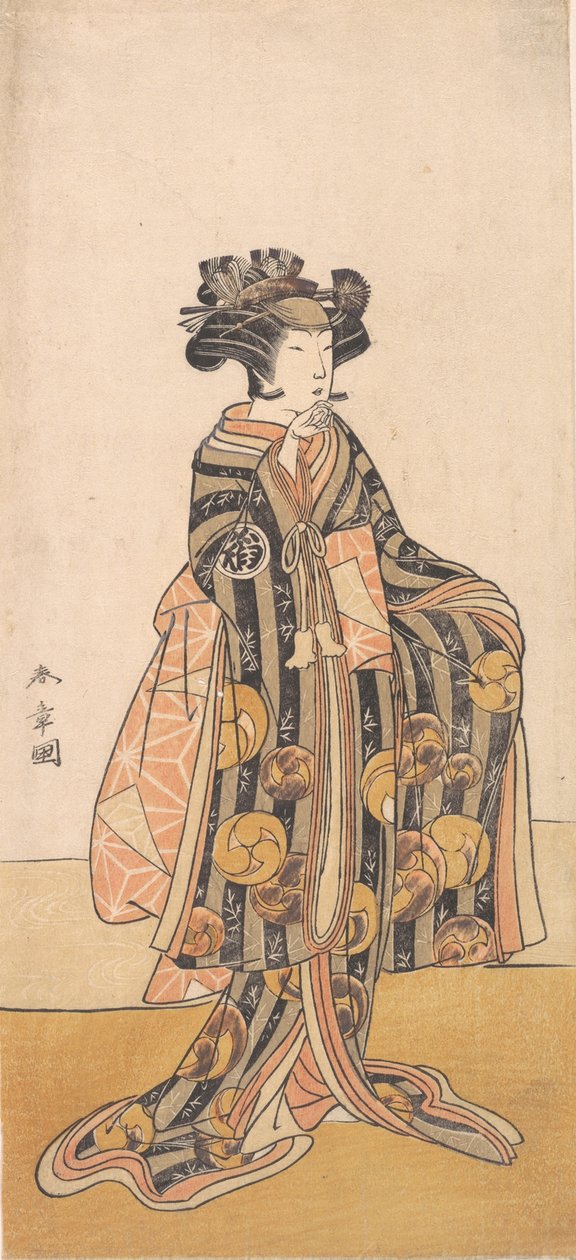 Yoshizawa Iroha, mint nő, Tomoe Gozen a parton állva, 1774 vagy 1775. alkotó: Shunsho