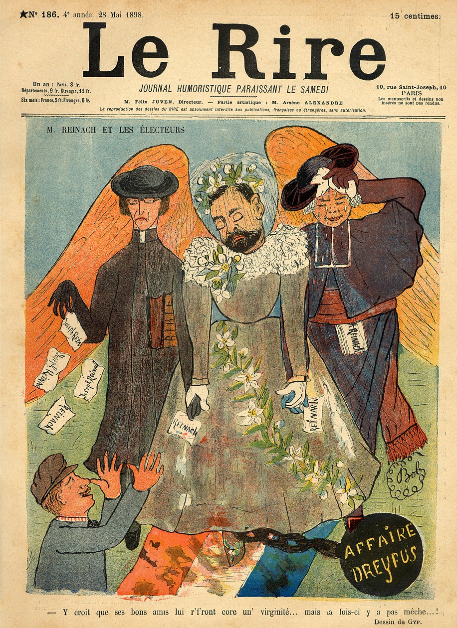 Joseph Reinach karikatúrája a „Le Rire” címlapjáról, 1898. május 28. (színes litó) alkotó: Sibylle Gabrielle de Riquetti de Mirabeau