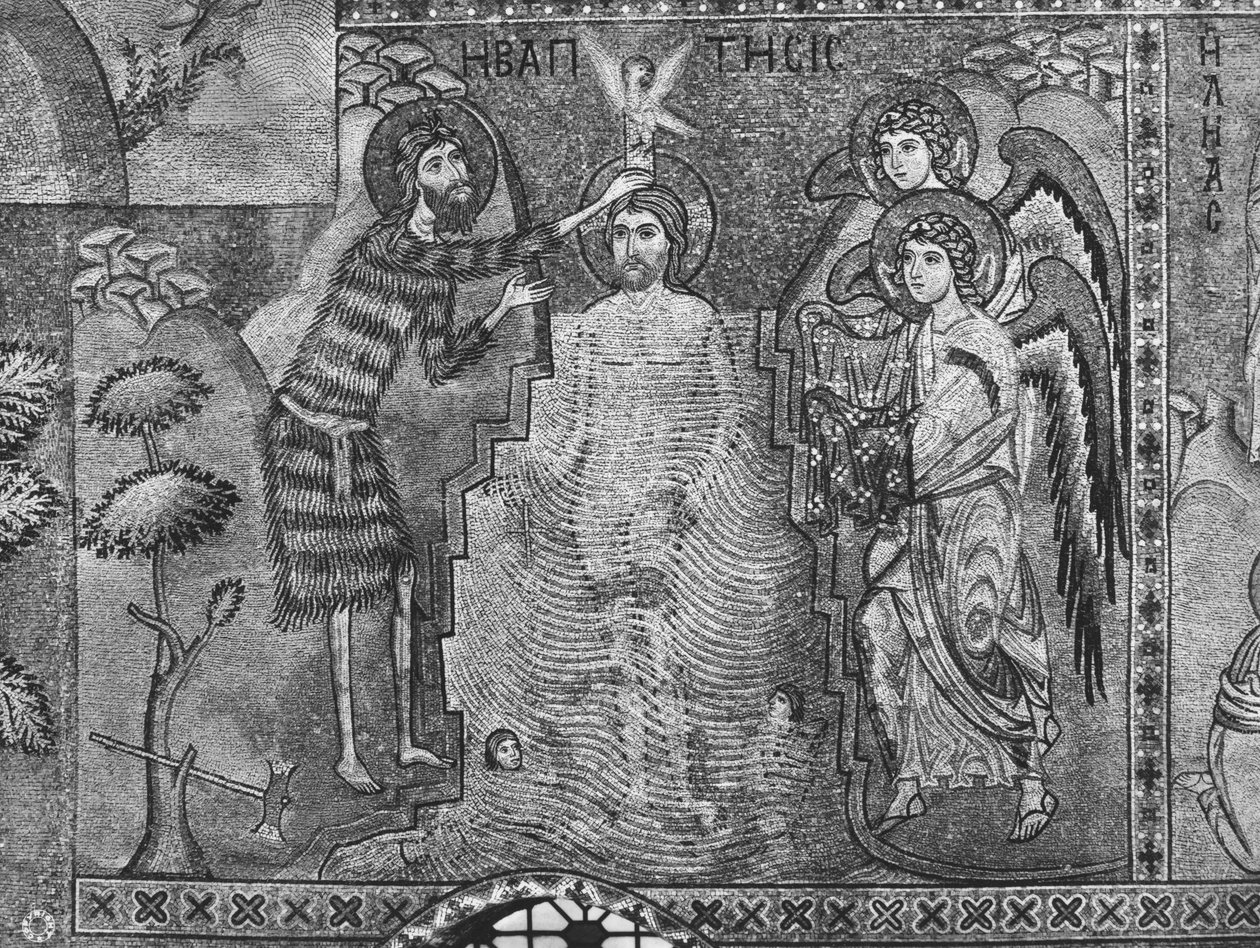 Krisztus megkeresztelkedése Keresztelő Szent János által (mozaik) alkotó: Sicilian School