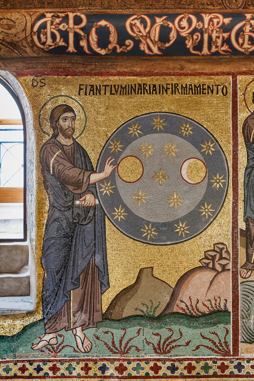 A Palatinus-kápolna (bazilika), mozaikciklus az Ószövetségről, Teremtés ciklus: "Csillagok teremtése", XII. alkotó: Sicilian School
