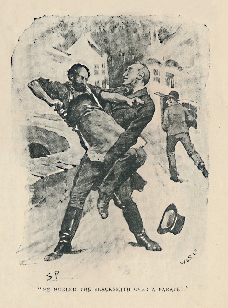 A kovácsot mellvéd fölé hajította, 1892 alkotó: Sidney Paget