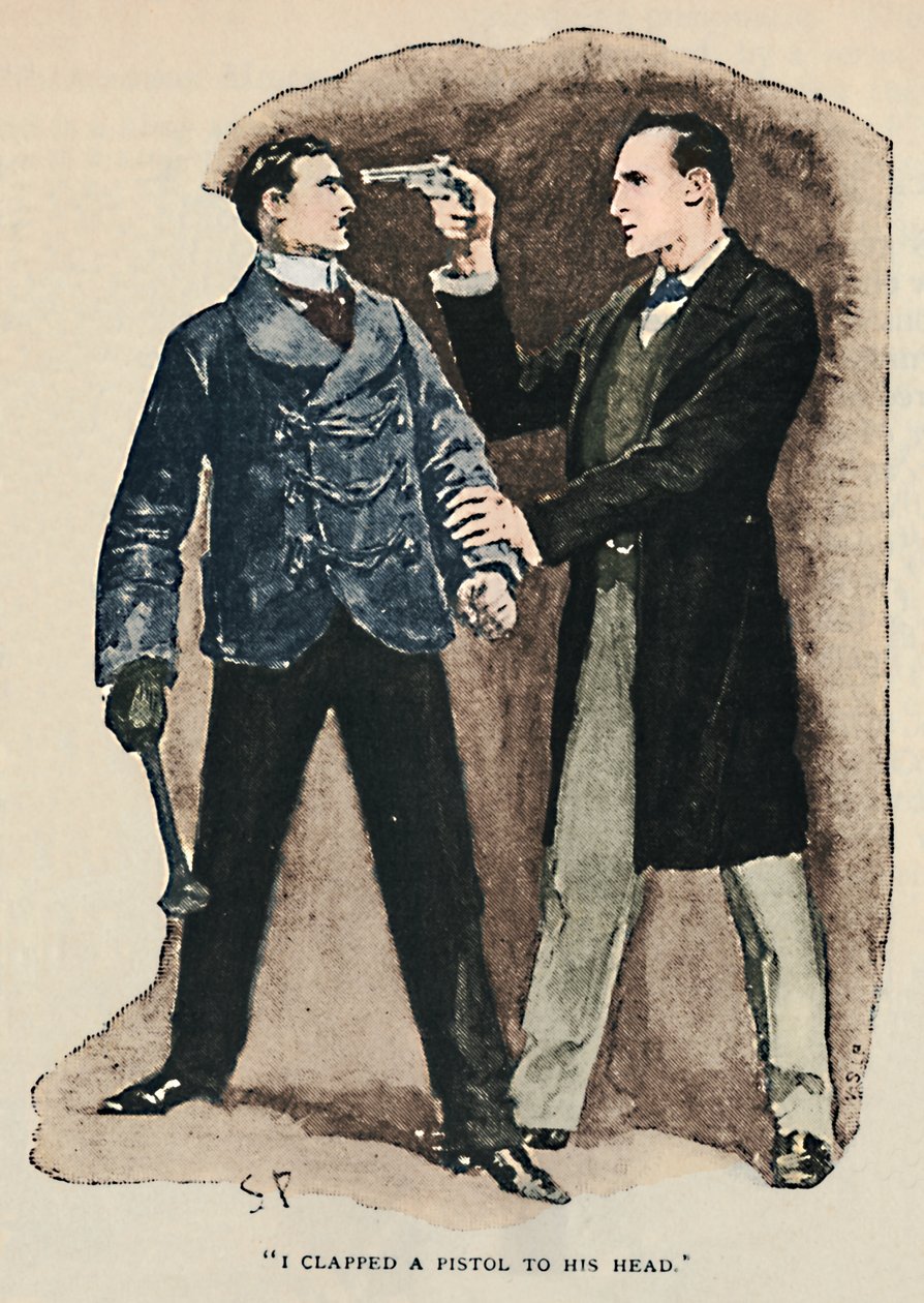 Pisztolyt csaptam a fejéhez, 1892 alkotó: Sidney Paget