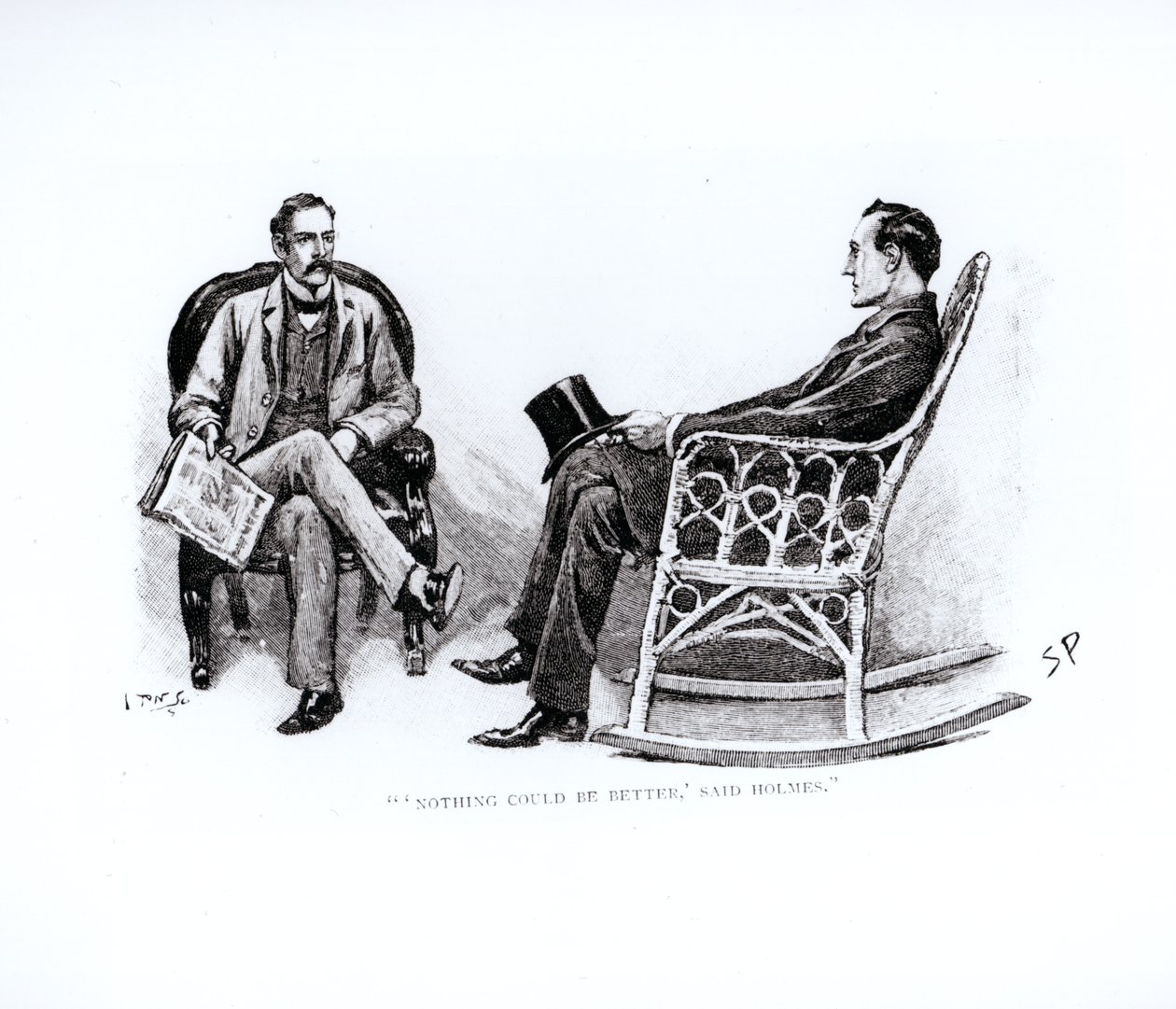 "Semmi sem lehet jobb, mondta Holmes", illusztrációja Arthur Conan Doyle (1859-1930) "The Stockbroker