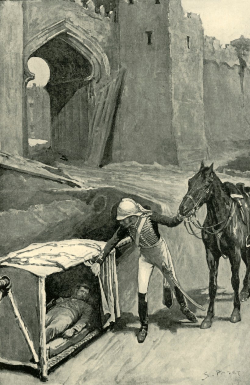 Roberts halálosan megsebesülve találta Nicholsont Delhi falai alatt, 1901. alkotó: Sidney Paget