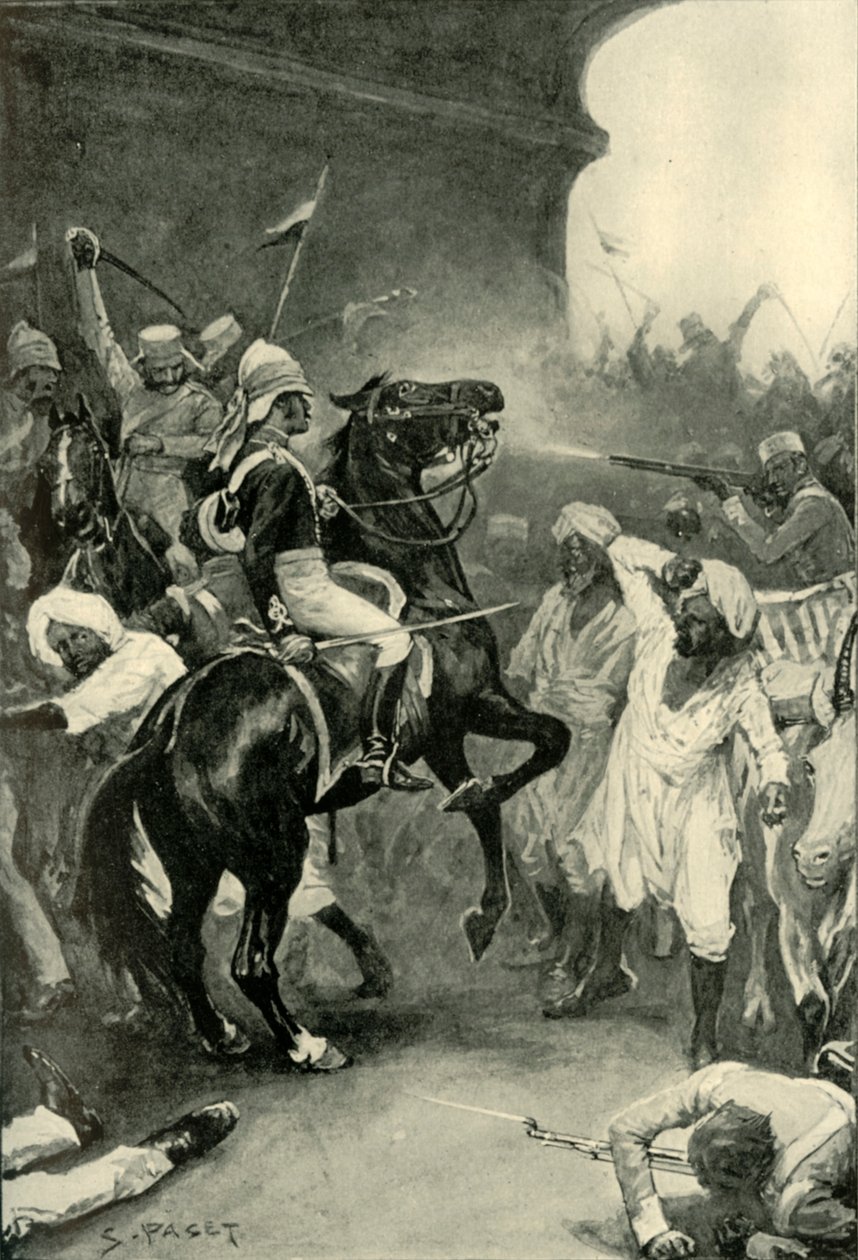 Roberts töltőjét fejen keresztül lőtték ki Bulandshairban, 1901. alkotó: Sidney Paget