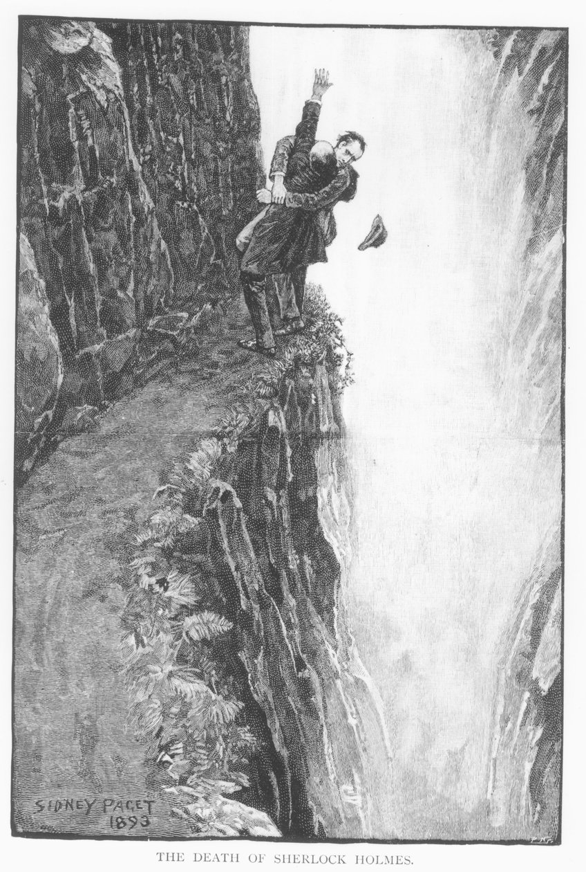 „Sherlock Holmes halála”, Arthur Conan Doyle (1859-1930) „The Final Problem” című illusztrációja, a „Strand Magazine”-ban, 1893. december alkotó: Sidney Paget