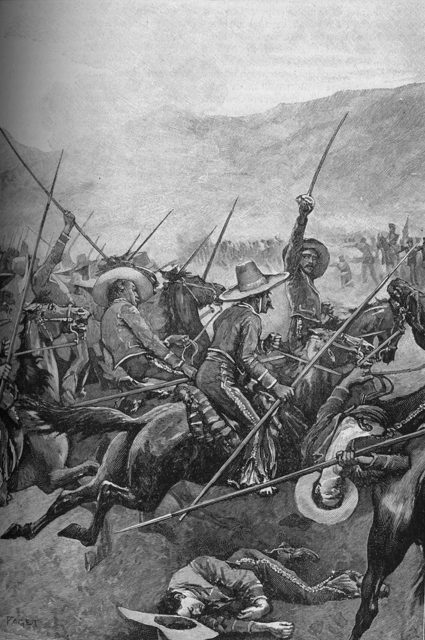 The Mexican Lancers Charged The Illinois Soldiers, 1902 alkotó: Sidney Paget