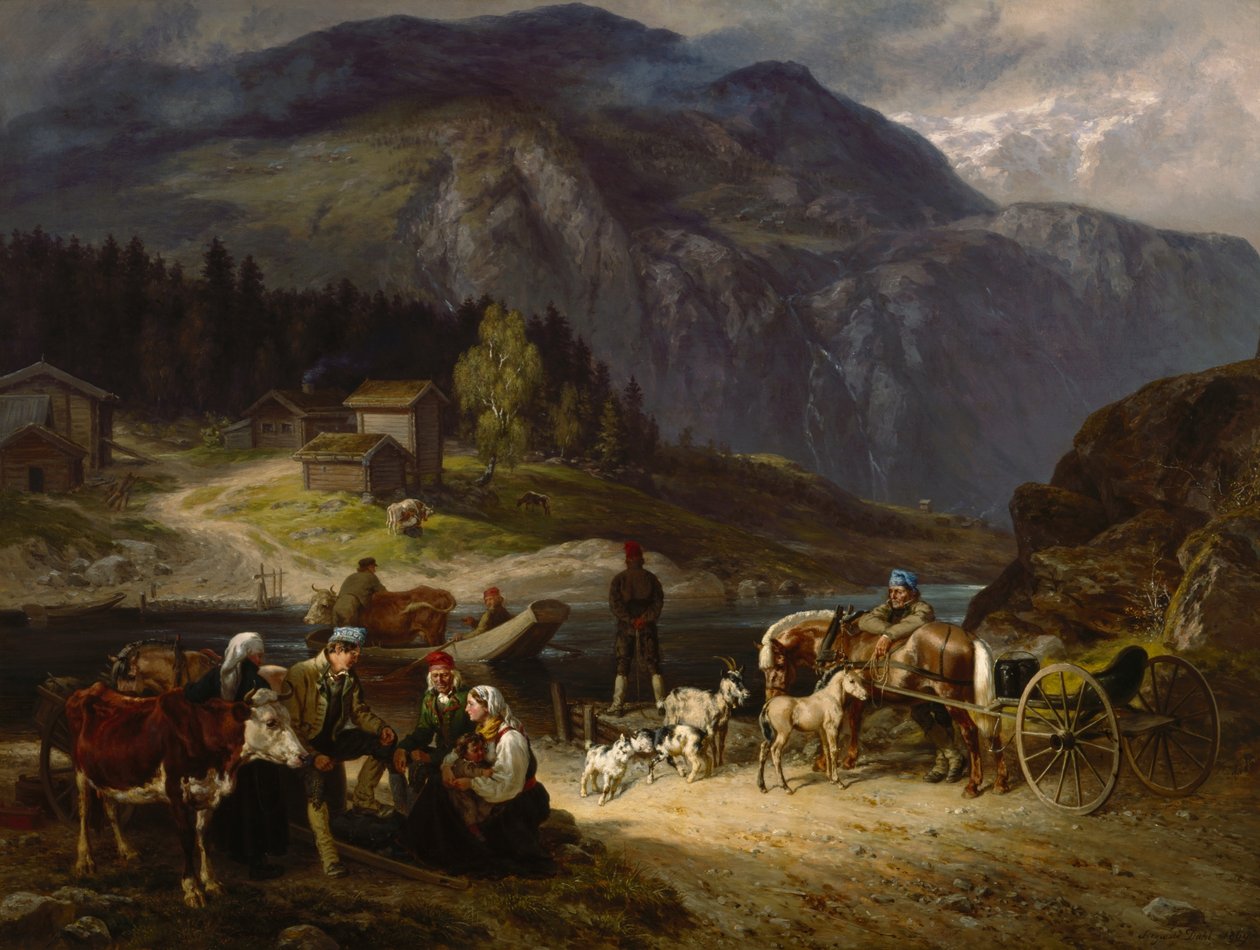 Átkelés jelenet a Telemarkból alkotó: Siegwald Johannes Dahl