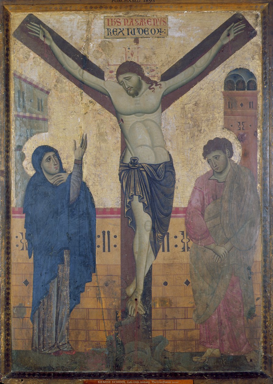Keresztre feszítés, 1285 körül (tempera arannyal a panelen) alkotó: Sienese School