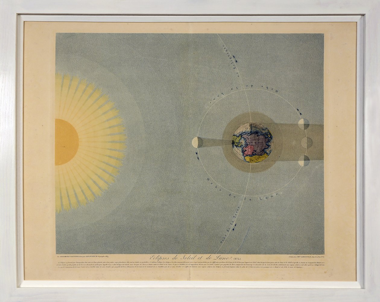 A Nap és a Hold napfogyatkozásai (5. sz.), a Tableaux du Systeme Planetaire, pub. Párizs, 1839 (stiffle-metszet) alkotó: Sigismond Visconti