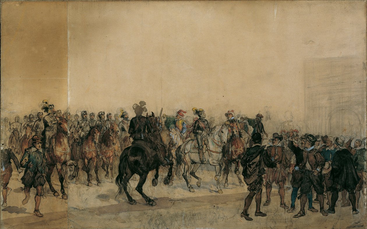 Henri Duval Dampierres gróf cuirassiers érkezése a kastély udvarára alkotó: Sigmund L