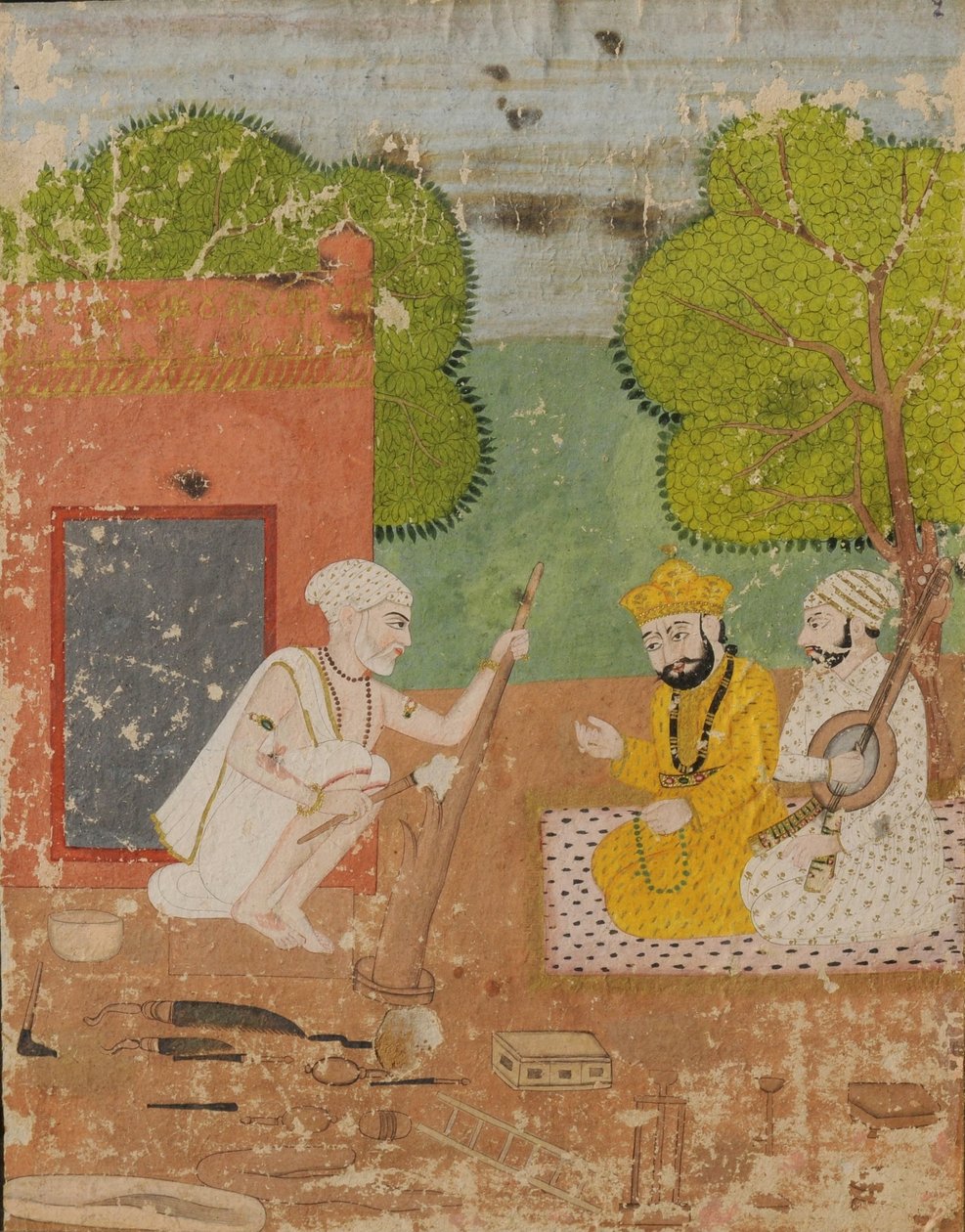 Guru Nanak Mardanával Bhai Lalu házában alkotó: Sikh School