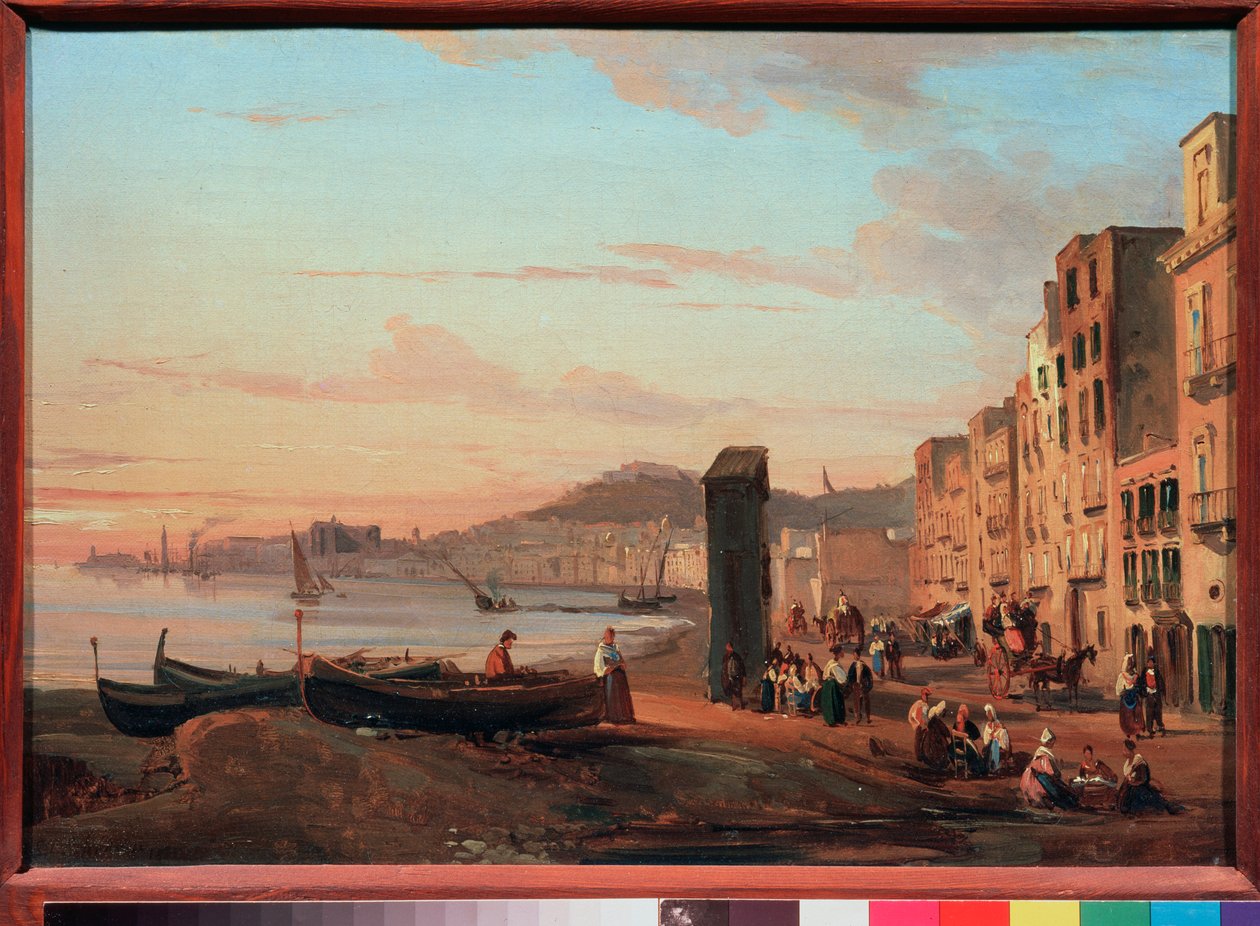 Rakpart Nápolyban (Olaszország). Szilveszter Feodosijevics Scsedrin (Szilveszter Scsedrin) (1791-1830) festménye, olaj, vászon alkotó: Silvestr Fedosievich Shchedrin