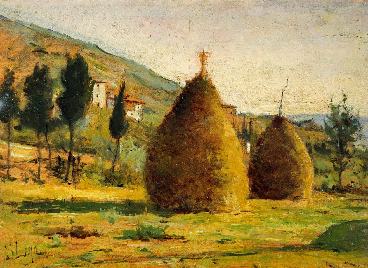 Szénaboglyák a napon alkotó: Silvestro Lega
