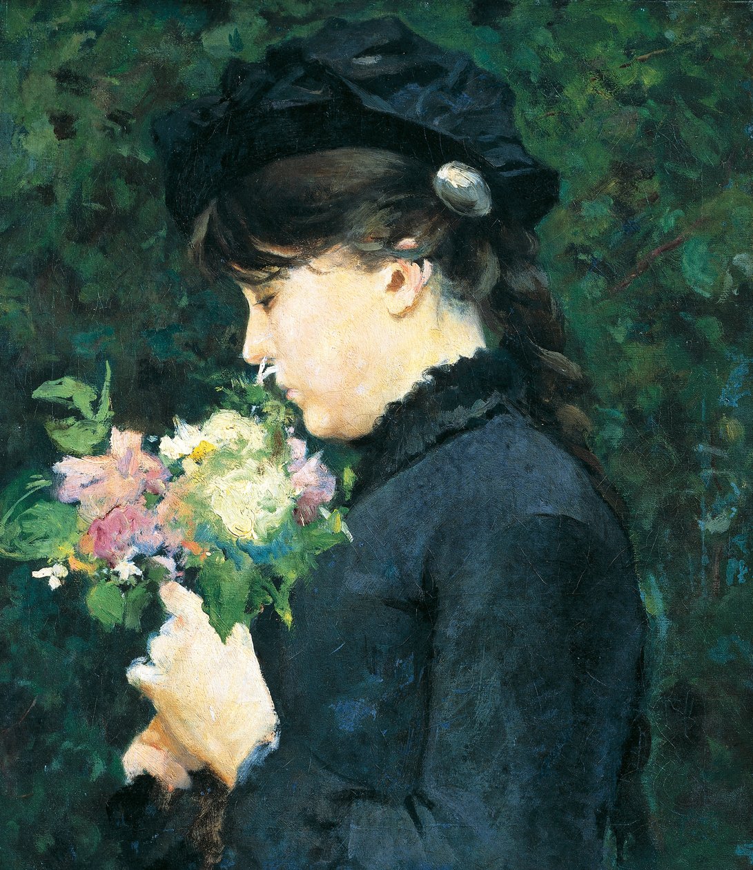 Tommasi Eleonóra portréja, Silvestro Lega (1826-1895), olaj, vászon, 48x40 cm alkotó: Silvestro Lega