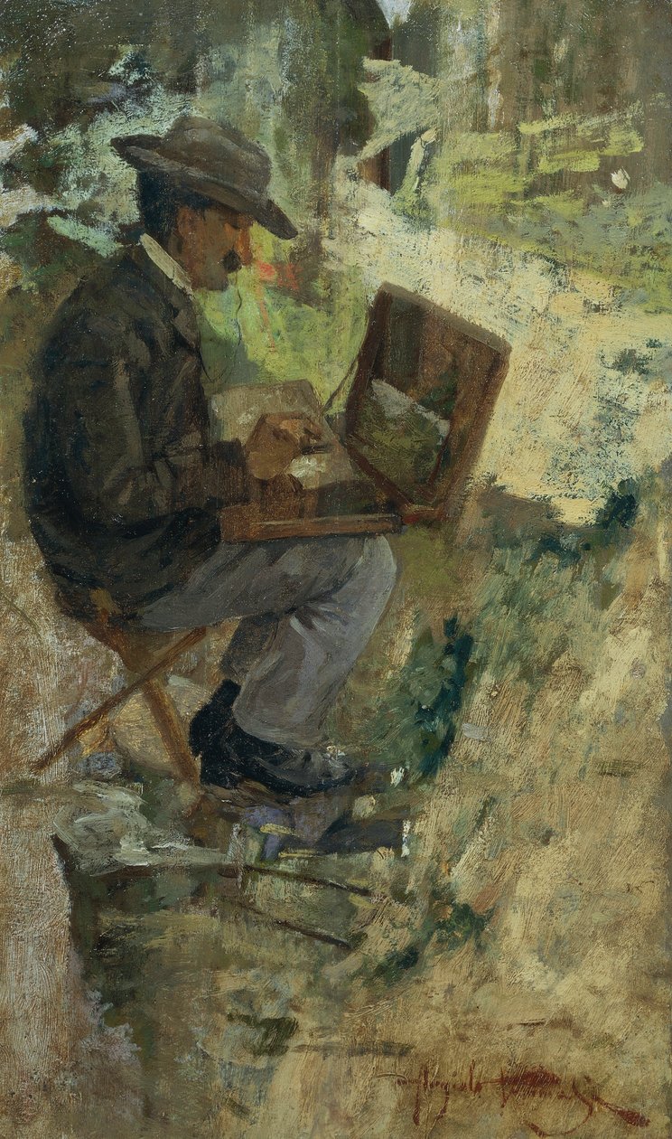 Silvestro Lega portréja, Angiolo Tommasi (1858-1923), olajtábla alkotó: Silvestro Lega