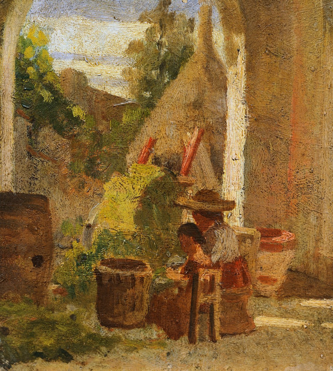 Rusztikus loggia, Country Study triptichon alkotó: Silvestro Lega