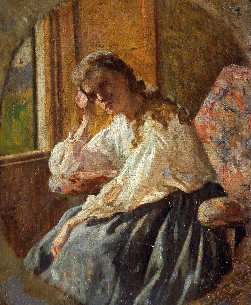Tanulmány a női alakról, Silvestro Lega (1826-1895), triptichon részlete alkotó: Silvestro Lega