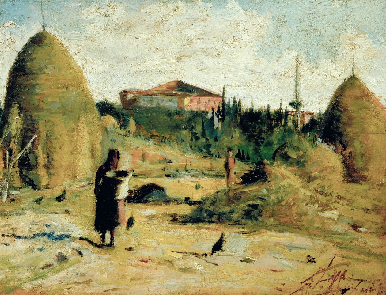 Villa Bandini al Gabbro, 1889-90 körül (olaj, karton) alkotó: Silvestro Lega