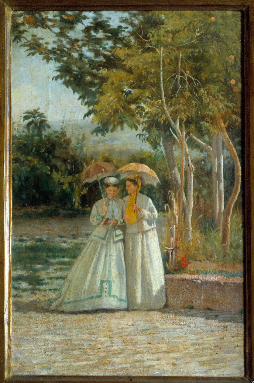 Séta a kertben Silvestro Lega festménye (18126-1895) 19. századi Firenze, Modern Művészetek Múzeuma alkotó: Silvestro Lega