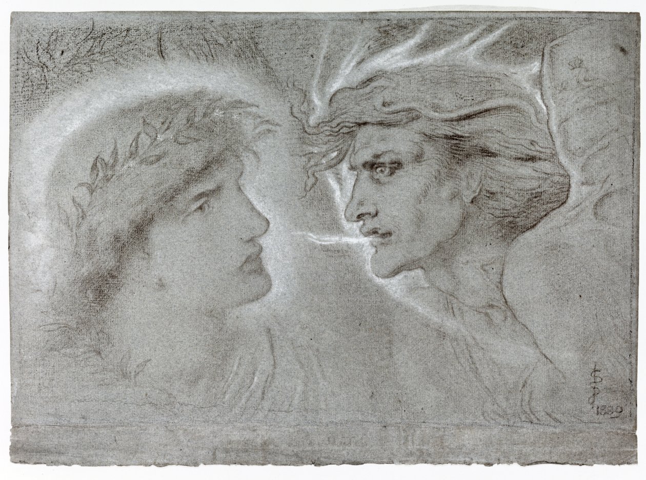 Jó és rossz, 1889 (színes kréták papíron) alkotó: Simeon Solomon